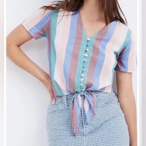 Madewell Novel Tie-Front Top in Stripe
